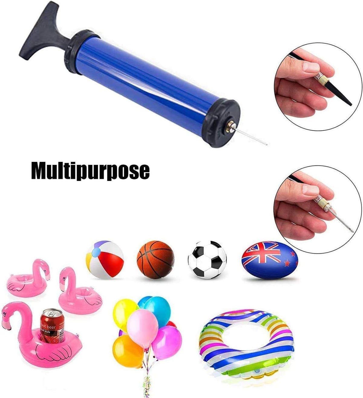 DDUO Portable Ball Pump,Air Pump Inflator Kit with Needle,Nozzle, Extension Hose Hand Pumps for Basketball Football Volleyball Water Polo Rugby Exercise Sports Ball Balloon swimming ring