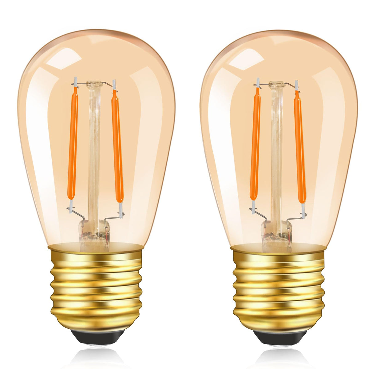 Caldarax 0.5W E14 LED Vintage Night Light Bulb, Mini C7 LED Filament Candle Bulbs Amber Warm White 2200K E14 Orange SES Small Edison Screw Salt Lamp Bulbs, 5W Equivalent, Non Dimmable, 2 Pack