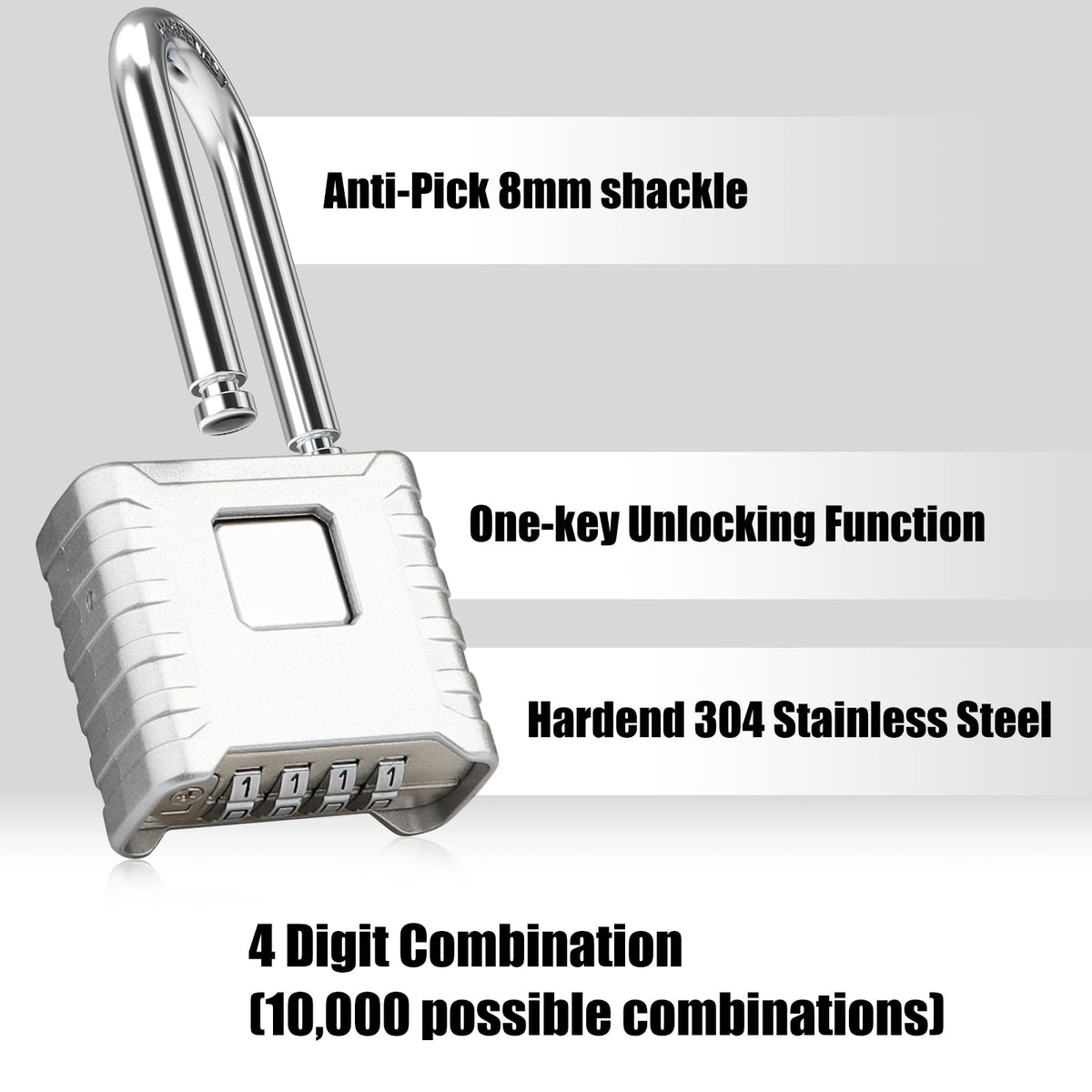 Diyife Large Heavy Duty Combination Padlocks Outdoor, 52mm Weatherproof
