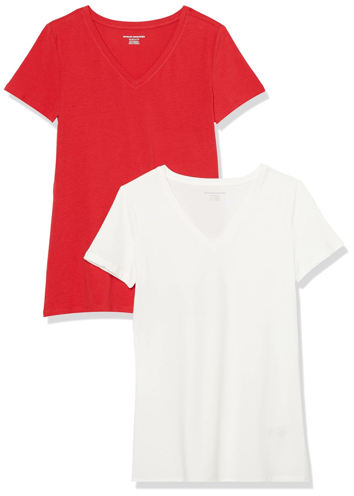 Amazon Essentials Women's Regular-Fit Short-Sleeve V-Neck T-Shirt, Multipacks