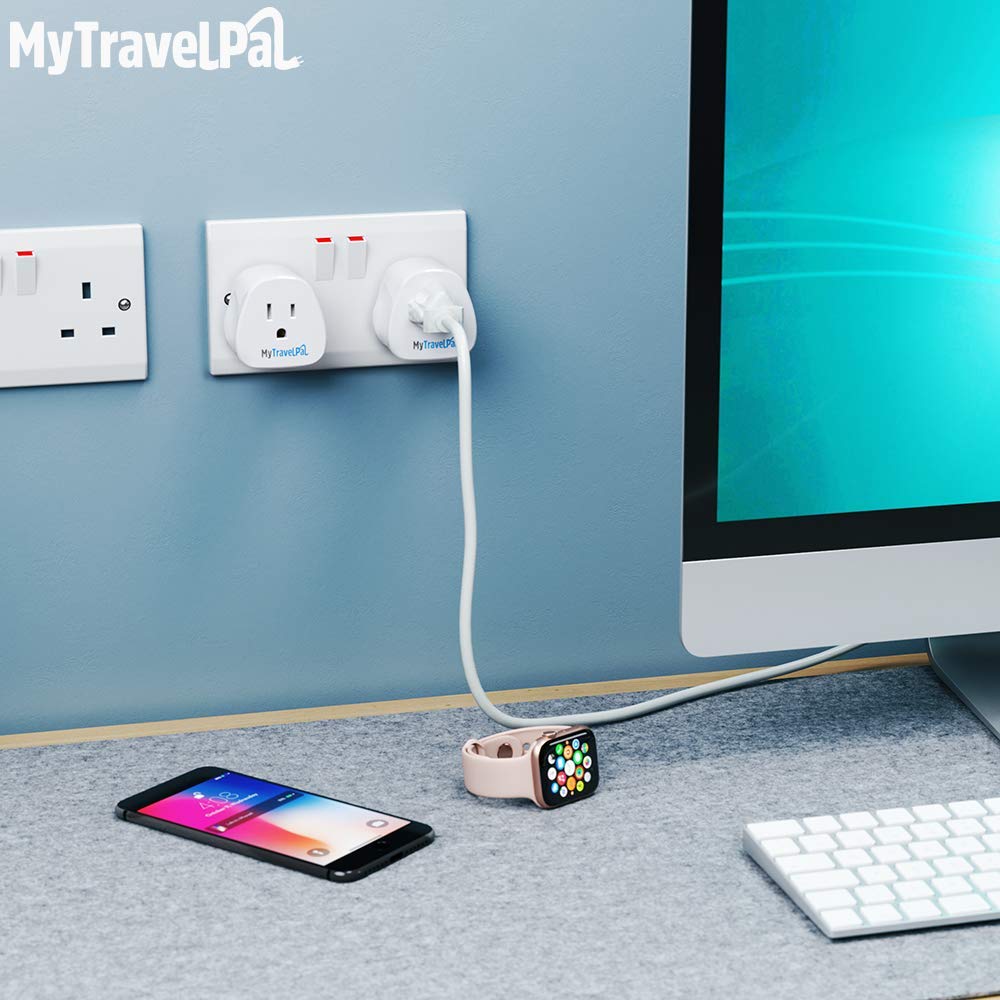 MyTravelPal US to UK Plug Adapter | UK Safety Standards | Grounded Type A/B