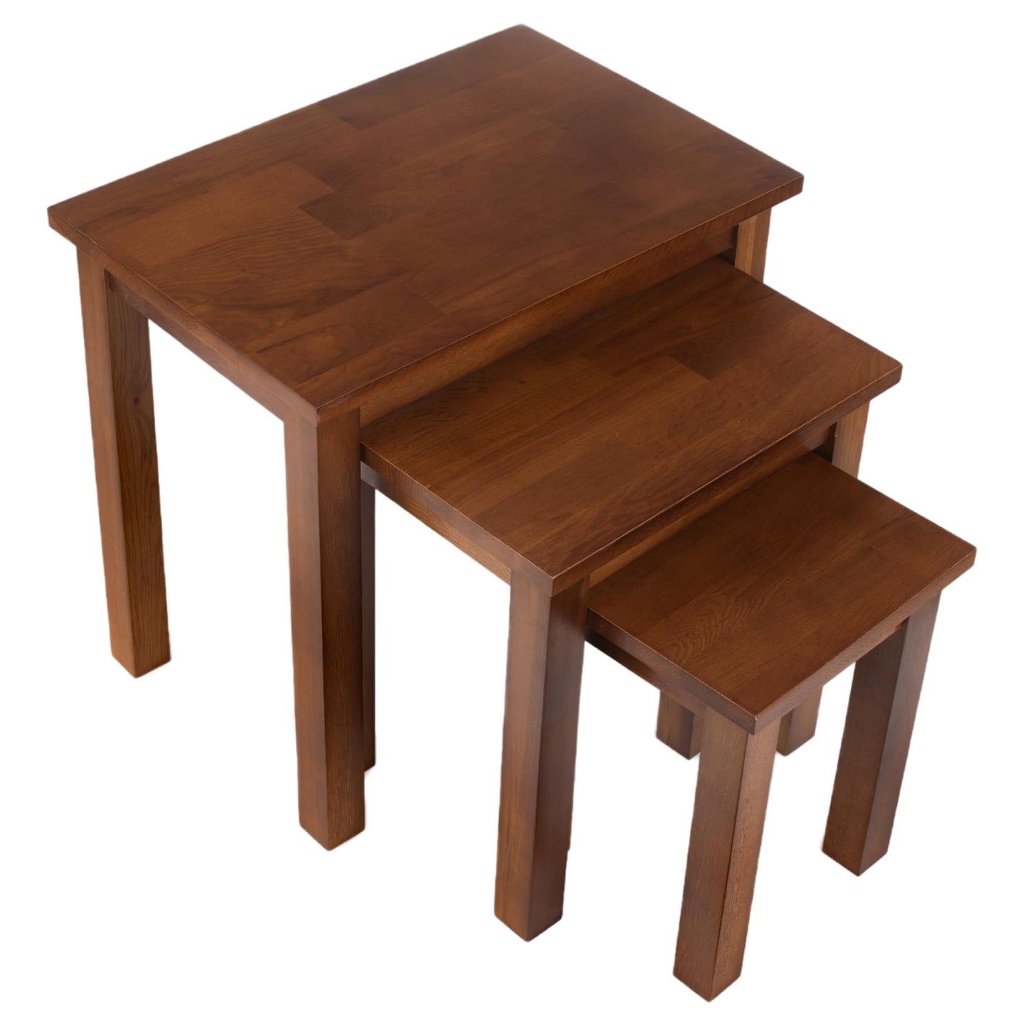 Oak 3 Nest of Tables, Solid Wooden Nesting Tables, Wooden Table Lamp, Plant Table, Multifunctional Nested Coffee Table, Side Tables for Living Room