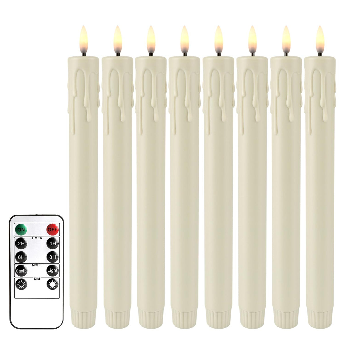 LIVEN Flickering Flameless Candles Battery Operated with Remote,Led Pillar Candles with Realistic Moving Wick Candles for Halloween,Christmas,Home Decor Pack of 12 (D2.2 xH 5" 6" 7")(White)