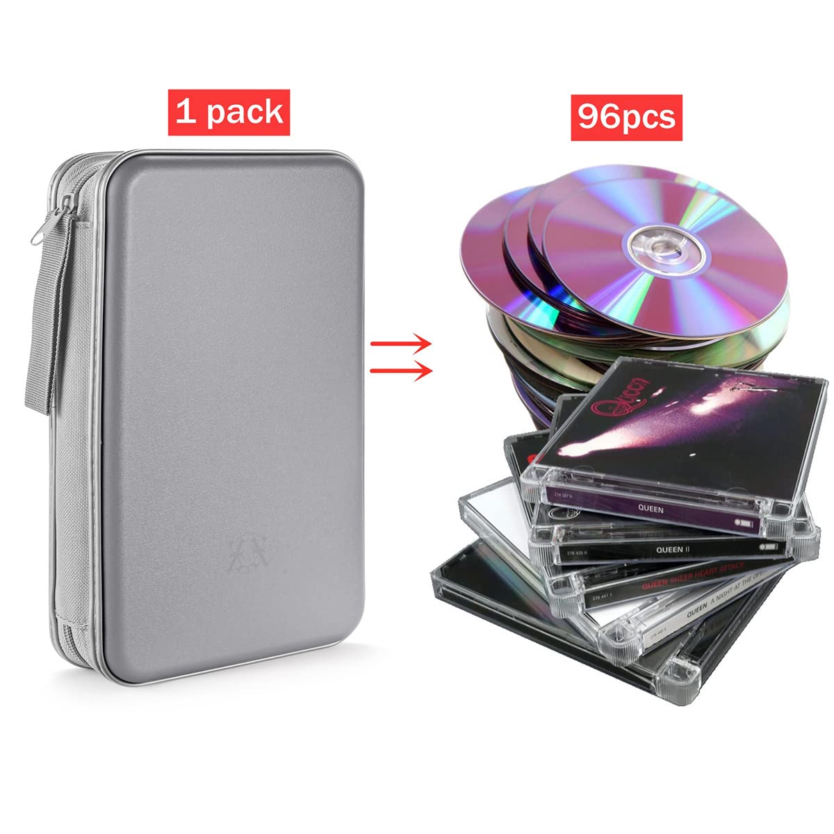 LIOVODE DVD Case, 96 Capacity CD Case Holder Organizer Disc Wallet for Car