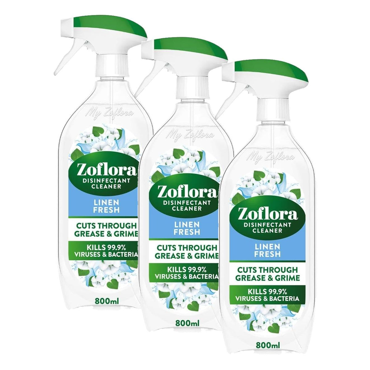 Zoflora Linen Fresh Multipurpose Disinfectant Trigger Spray Bottle, 800ml