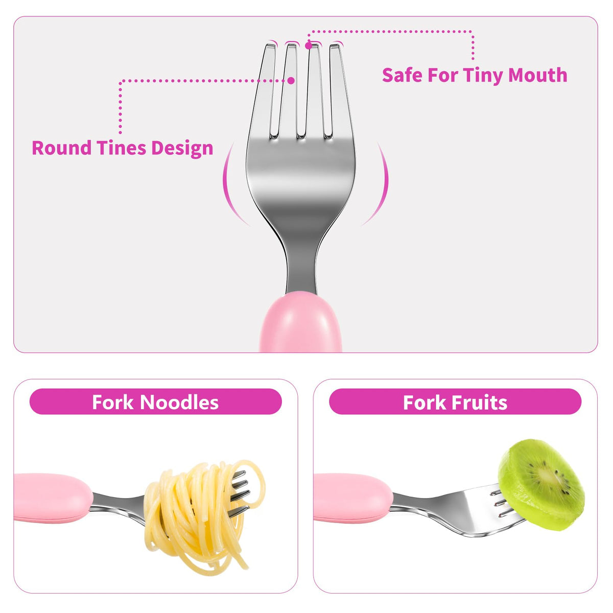 Lehoo Castle Stainless Steel Toddler Cutlery Set, 6-Piece Dinosaur Design