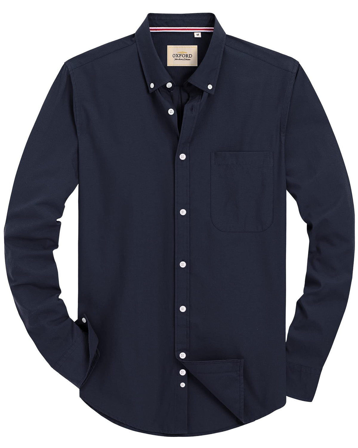 J.VER Men's Long Sleeve Oxford Shirts Smart Casual Business Formal Plain Non Iron Button Down Shirt with Pocket