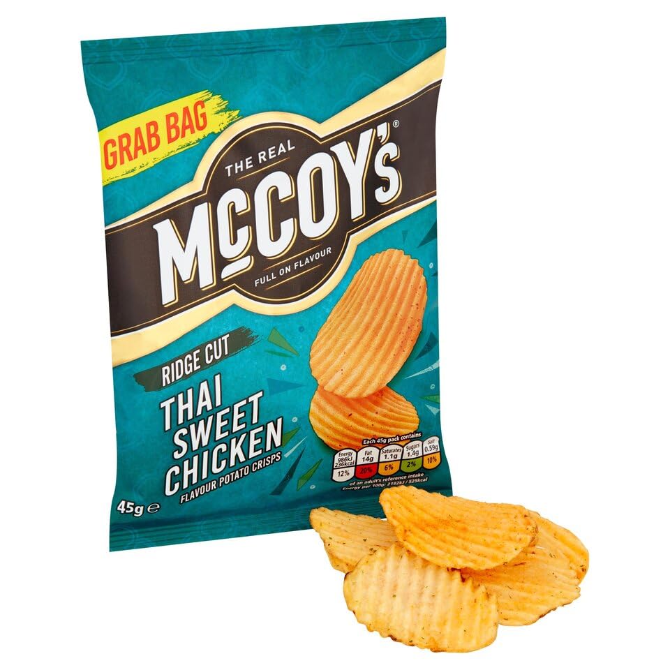 McCoy's Sizzling King Prawn Multipack Crisps 6 Pack (Multipack BOX of 20) - Fully loaded with flavour, iconic ridged crisp, unmistakable crunch