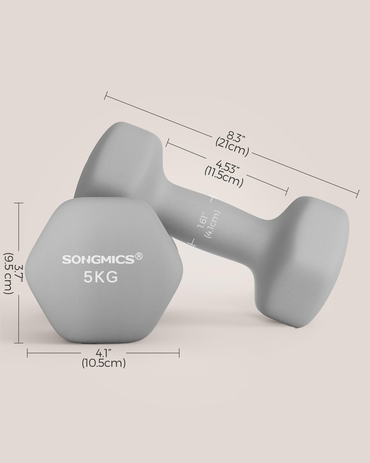 SONGMICS Set of 2 Hex Dumbbells with Neoprene Coating for Strength Training, Fitness, Home Workout