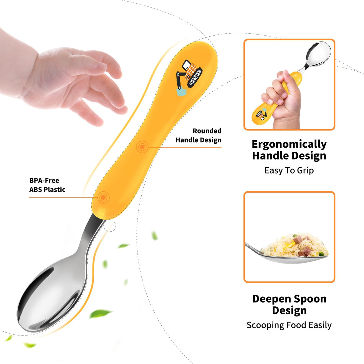 Lehoo Castle Stainless Steel Toddler Cutlery Set, 6-Piece Dinosaur Design