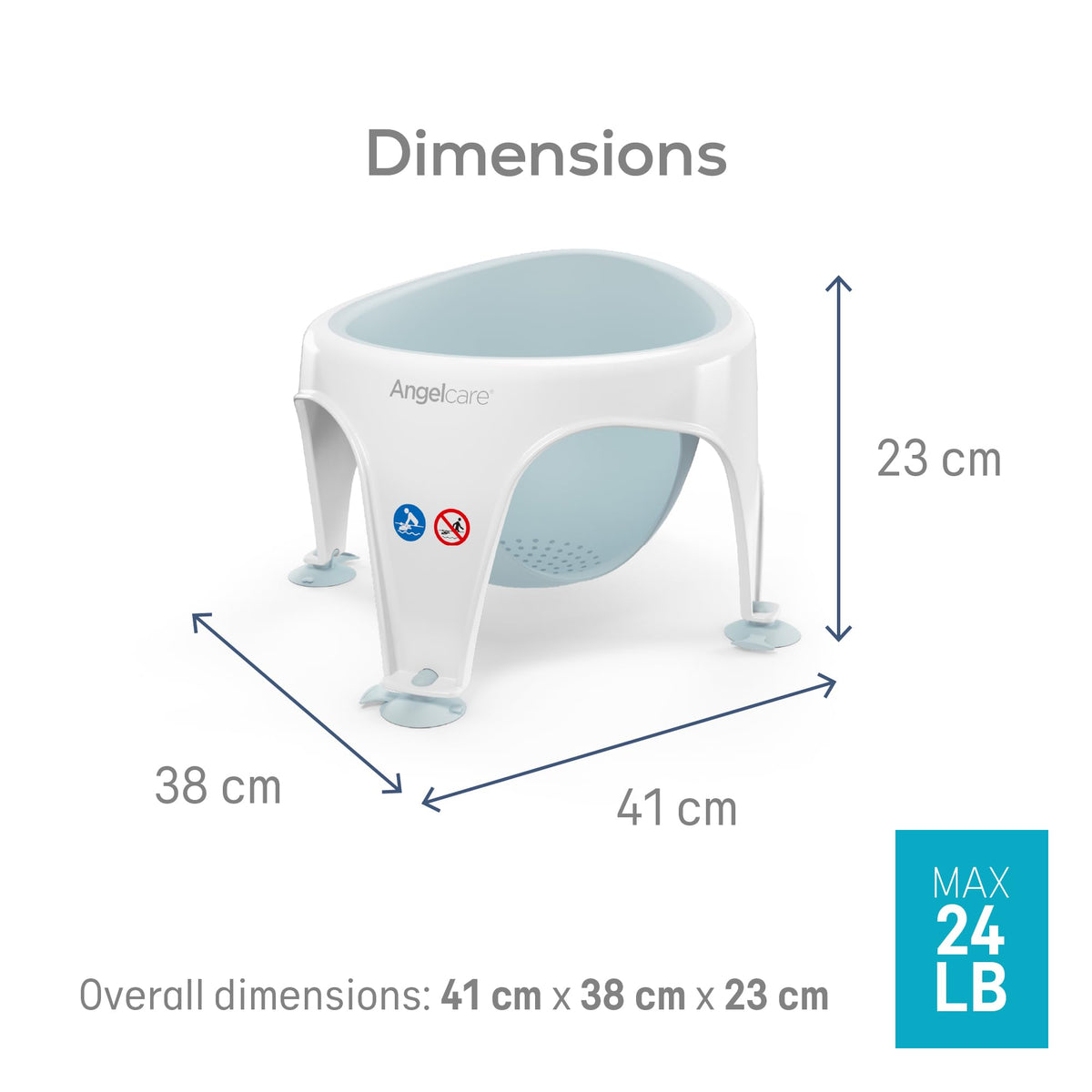 Angelcare - Baby Bath Seat - Soft Touch Support - Water Level Indicator - Fixation by Suction Cups - Grey