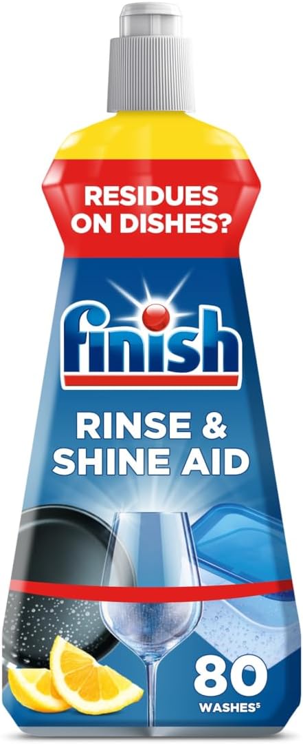 Finish Dishwasher Rinse Aid, Lemon, Better Drying, Shinier Dishes, 400ml