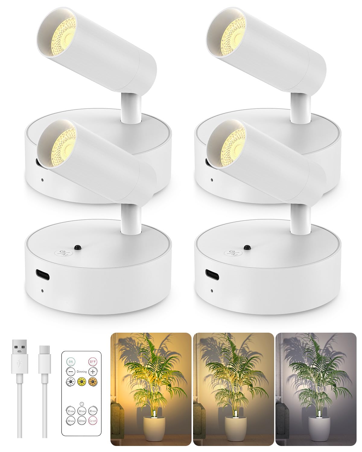 GOODEA Battery Operated Spot Light Indoor with Remote, Up to 30 Days, 3 CCT