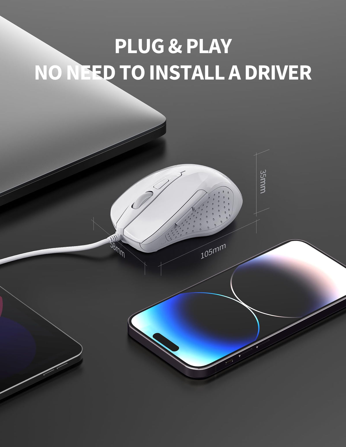TECKNET USB Wired Mouse, 6400 DPI Mice 4 Adjustable DPI with 6-Button Corded, Optical Computer Mouse with Ergonomic Design for Laptop, Chromebook, PC, Desktop, Mac, Notebook