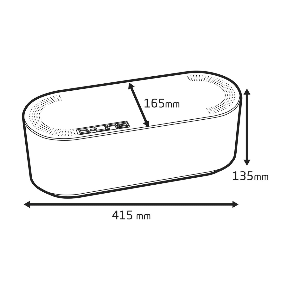 D-Line Cable Tidy Box, Hide & Conceal Extension Blocks, Desk Cable Management Solution, TV Wire Tidy, Made from Electrically Safe ABS Material - 325mm (L) x 125mm (W) 115mm (H) - Small, White
