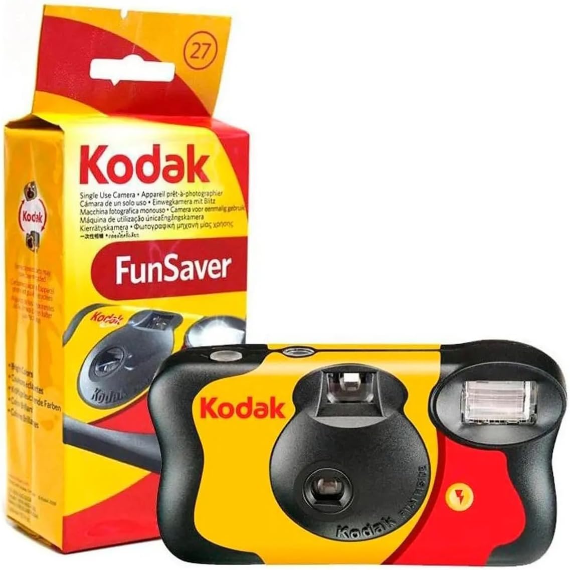 Kodak Fun Saver Disposable Camera with Flash – 27 Exposures, 35mm Film, Ready to Use, Ideal for Indoor and Outdoor Photography, Holidays and