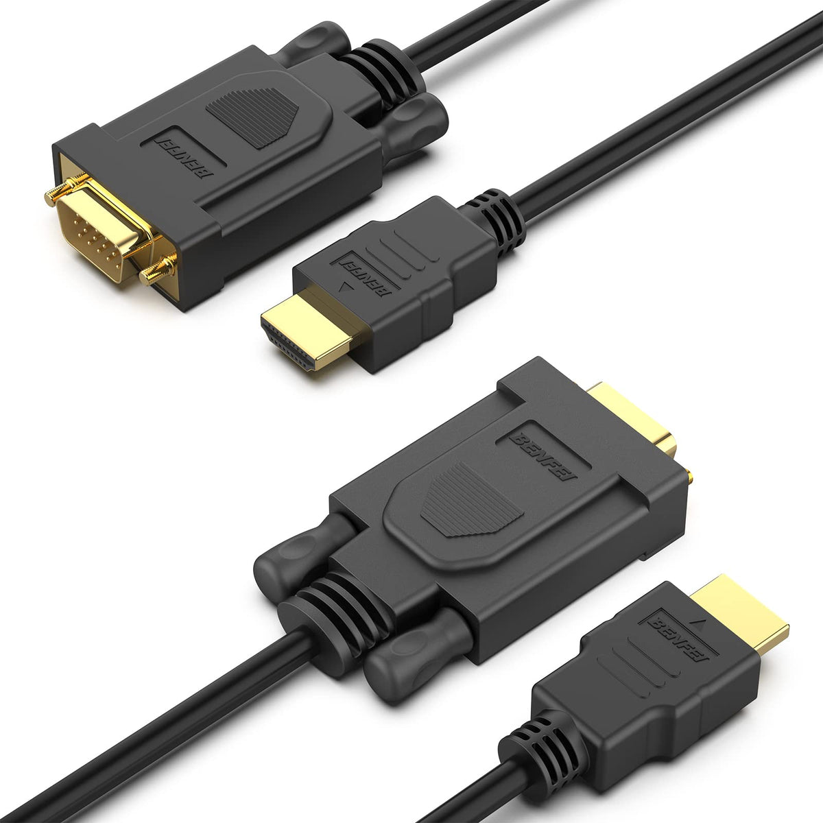 BENFEI HDMI to VGA, Gold-Plated HDMI to VGA 4.5M Cable (Male to Male) for Computer, Desktop, Laptop, PC, Monitor, Projector, HDTV, Chromebook, Raspberry Pi, Roku, Xbox and More - Black