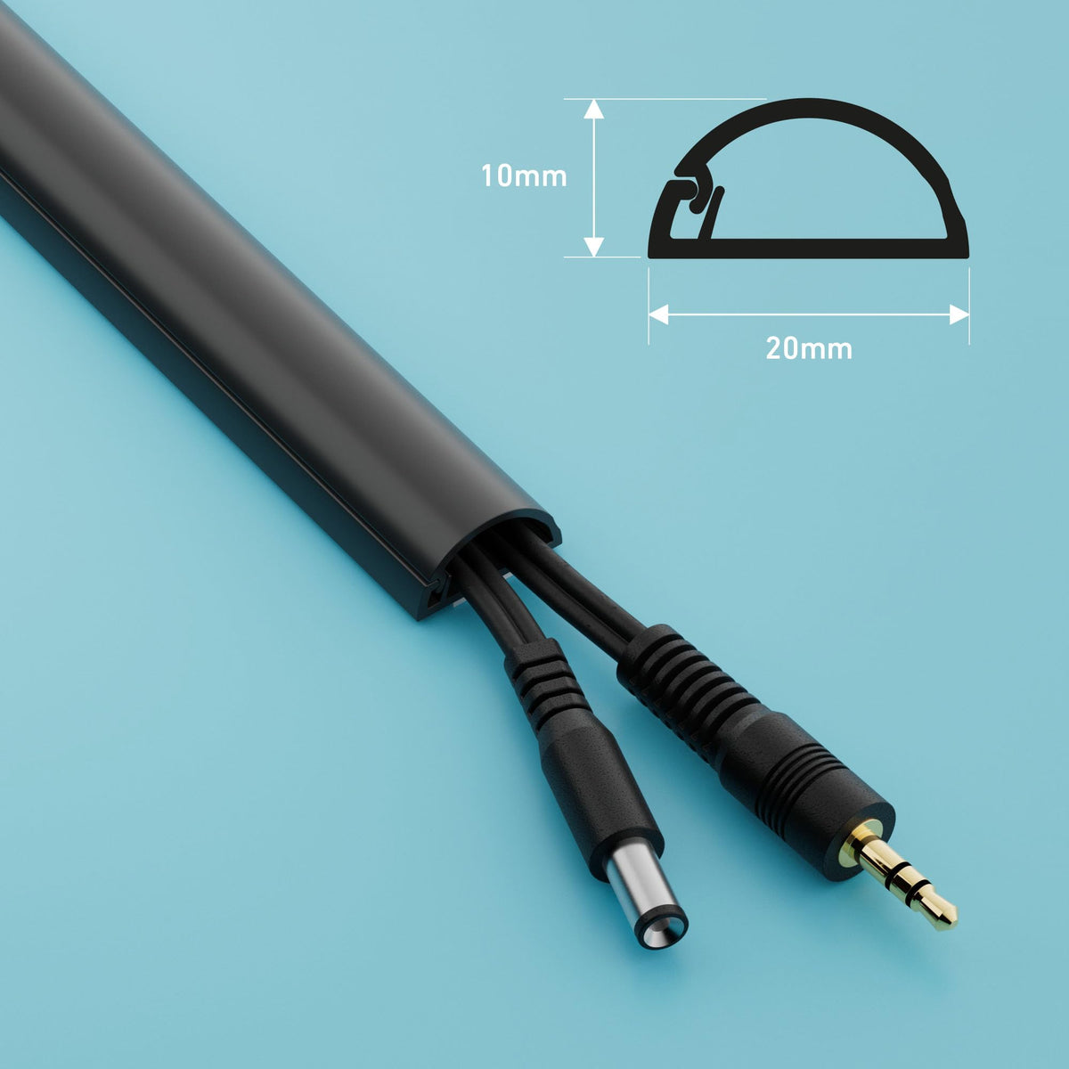 D-Line 30x15mm Cable Trunking 4m Multipack, Half Round Profile, Self-Adhesive Wire Cover, Paintable Cable Management - 10x 30mm (W) x 15mm (H) x 40cm Lengths and Accessories - White