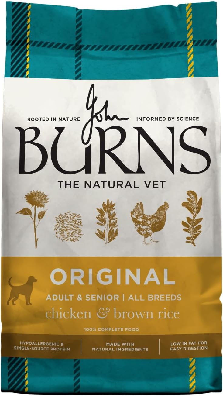 Burns Pet Nutrition Hypoallergenic Complete Dry Dog Food Adult and Senior Dog Original Chicken and Brown Rice 12 kg