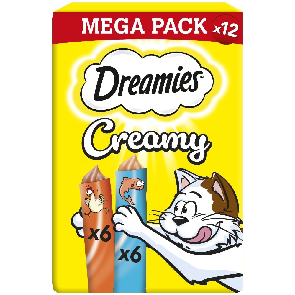 DREAMIES - Chicken Cat Treats - 2x350g - Multipack Snacks 2 Mega Tubs - Bulk Cat Food