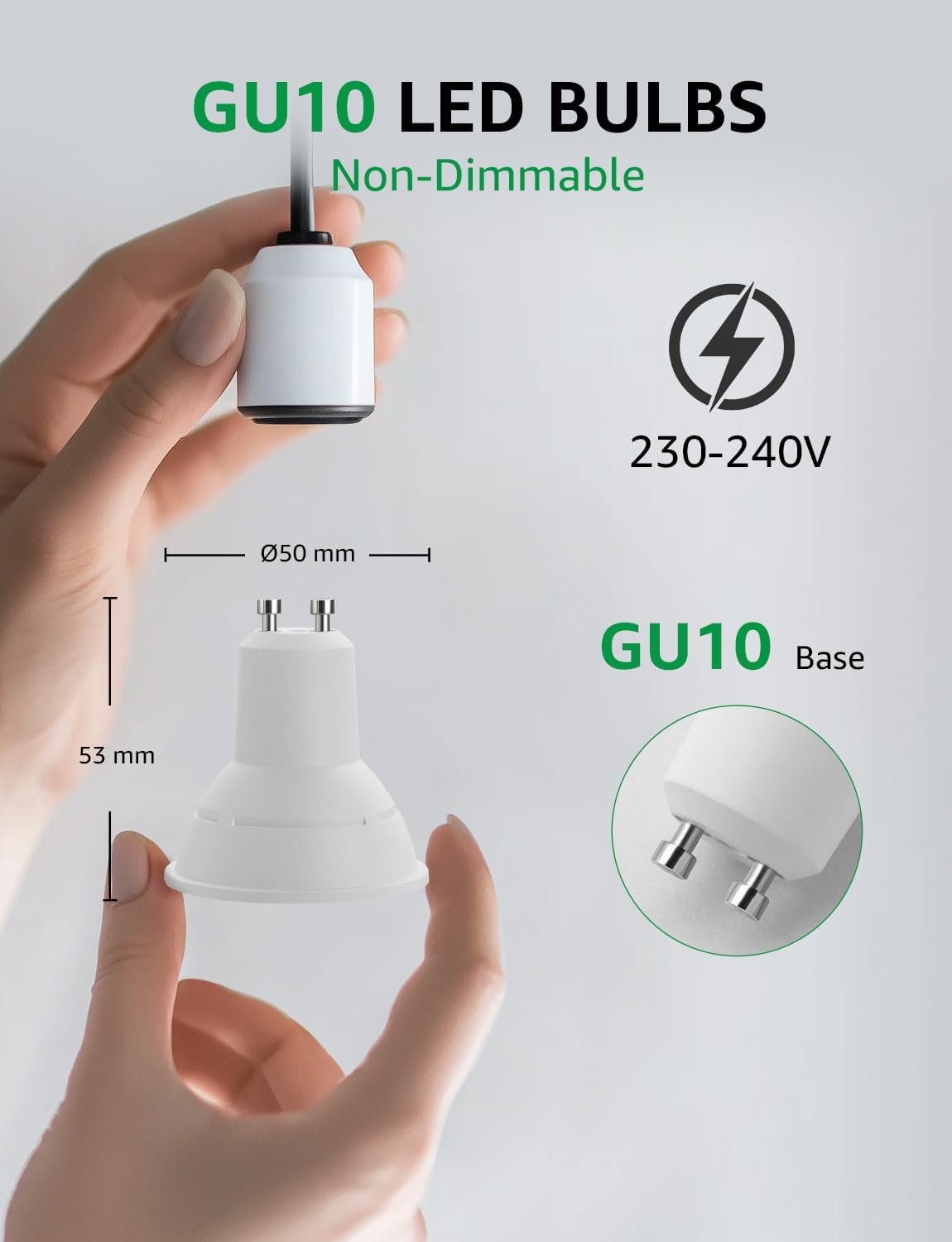 Lepro GU10 LED Bulbs Warm White, Energy Class A, 2W=50W, 50000H Long Life