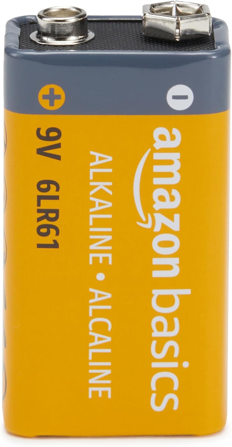 Amazon Basics 4-Pack 9V Alkaline Batteries, 9V/6LR61, 5-Year Shelf Life - for Smoke/CO Detector, Electronics & Audio