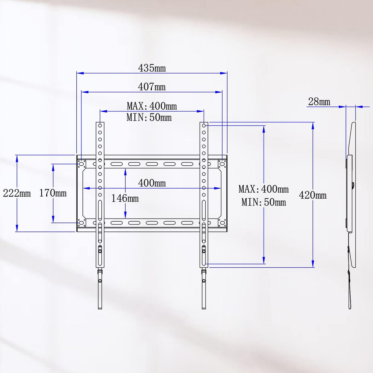 Mounting Dream Fixed TV Wall Bracket for 26-60" TV Max VESA 400x400mm 45kg