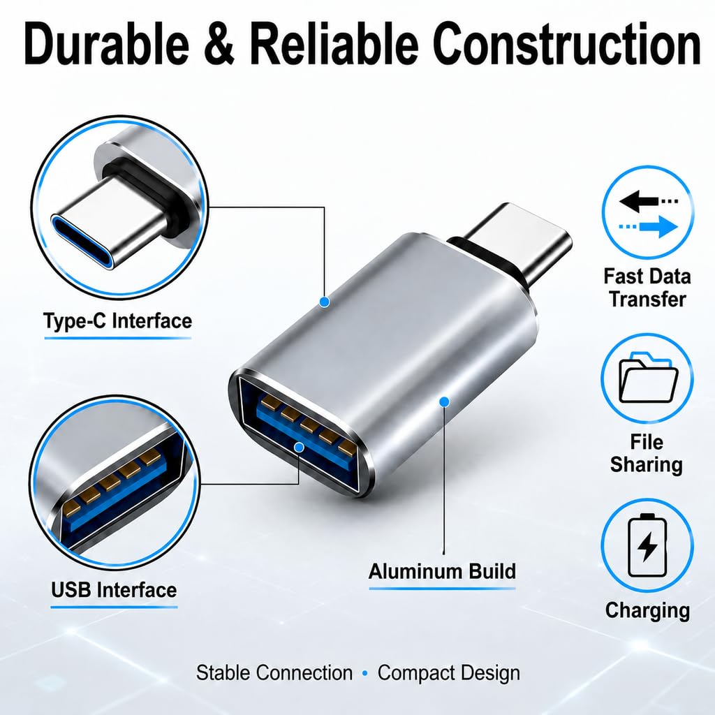 USB C to USB Adaptor, USB to USB C Adapter 2Pack, Type C Female to A Male Charger Cable Converter Compatible with Notebook, Tablet, Smartphone, iPad 10 Air 4 5,Apple 15 14 13 12 Pro Max (Red)