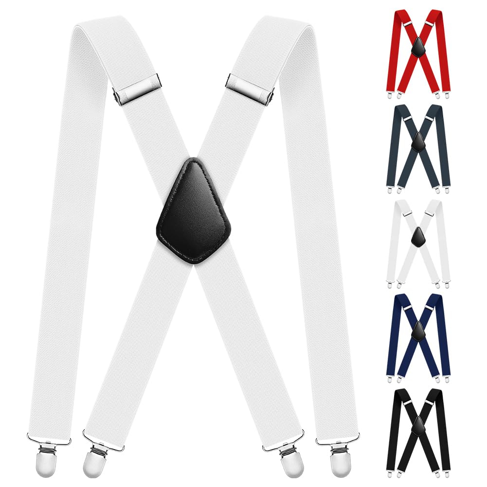 Aomig Mens Braces, Mens Suspenders with Strong Metal Clips, 3.5cm Wide Heavy Duty Suspenders for Men Women Business Wedding Casual