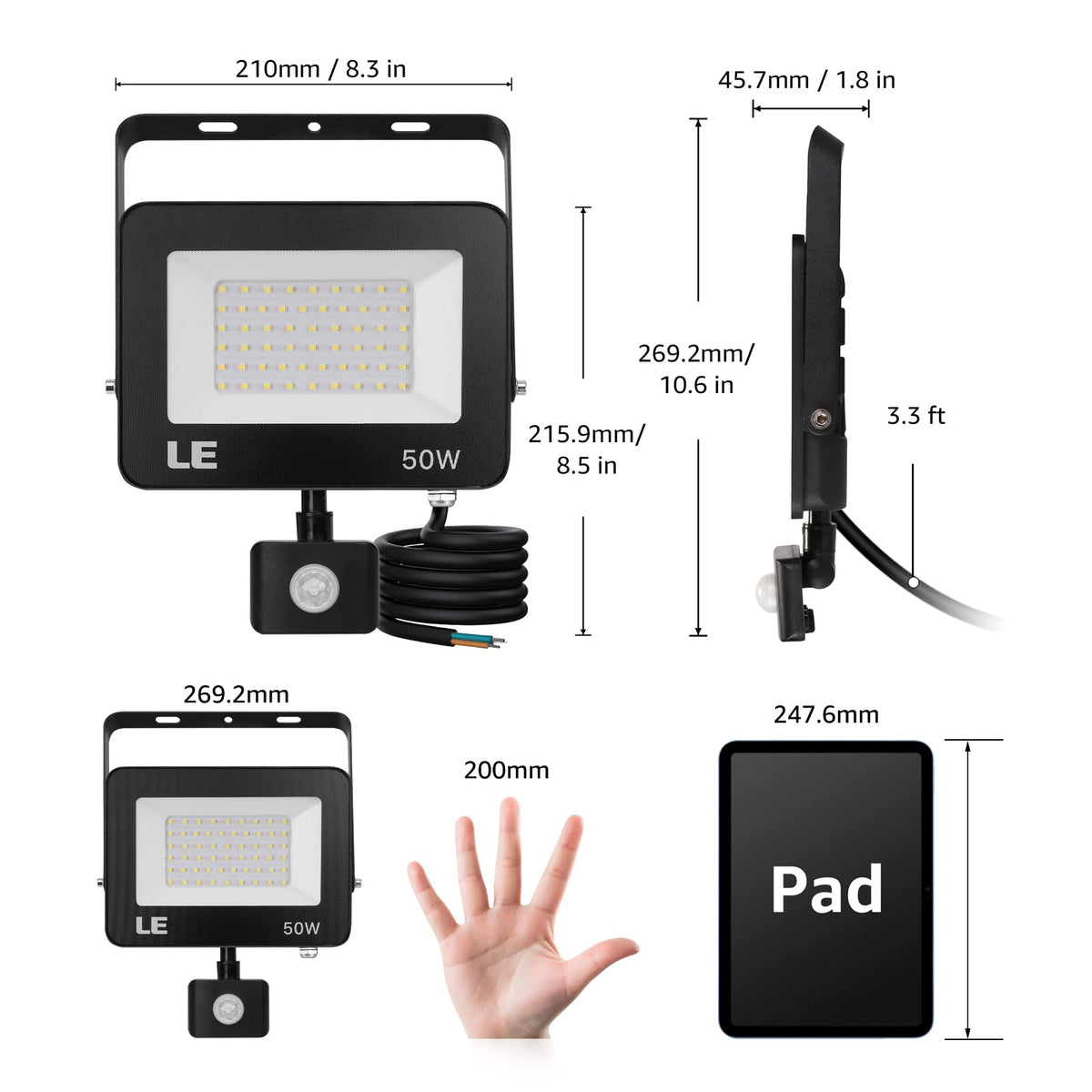 Lepro Security Lights Outdoor Motion Sensor 10W 850 Lumen Waterproof