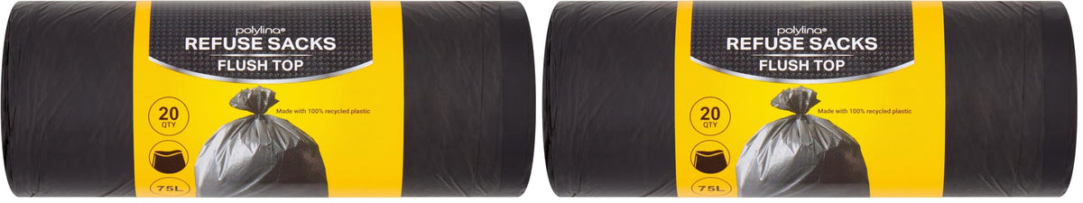 20 Refuse Sacks Flush Top 75L