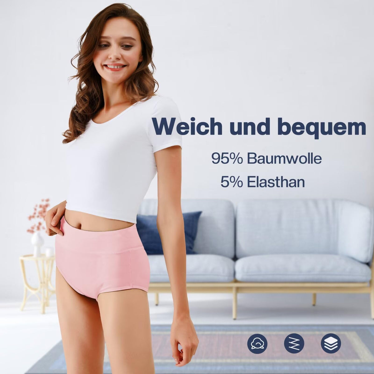 Underwear Women High Waisted Knickers for Women 5 Pack Full Briefs