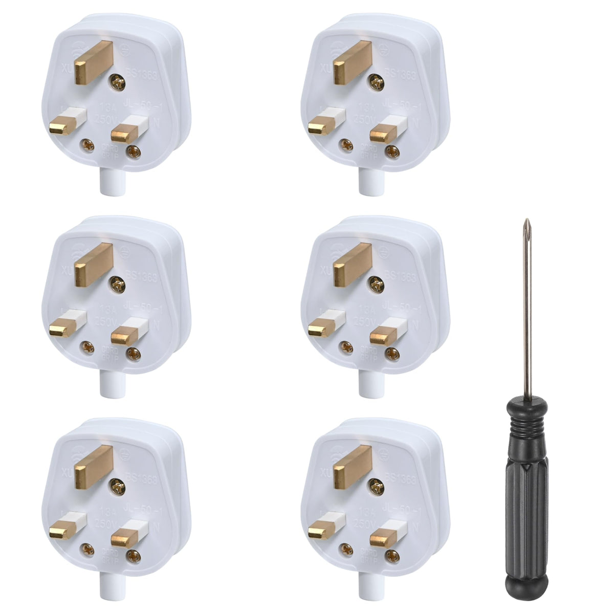 Double Dragon 13 Amp UK 3-Pin Plug | Heavy-Duty Rewireable Electrical Plug | Durable & Safe PC Flame Retardant Material | BS1363 & BSI Certified | Cord Grip for Secure Wiring (Pack of 2, Black)