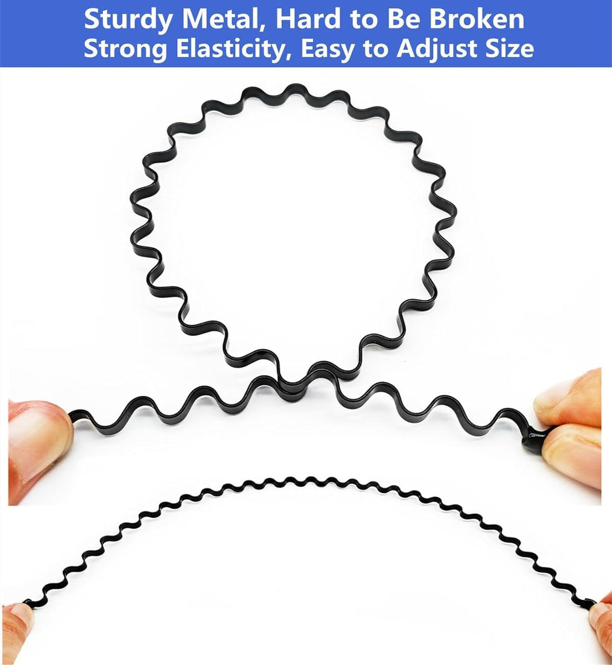 3PCS Metal Hair Bands for Men Non-Slip Black