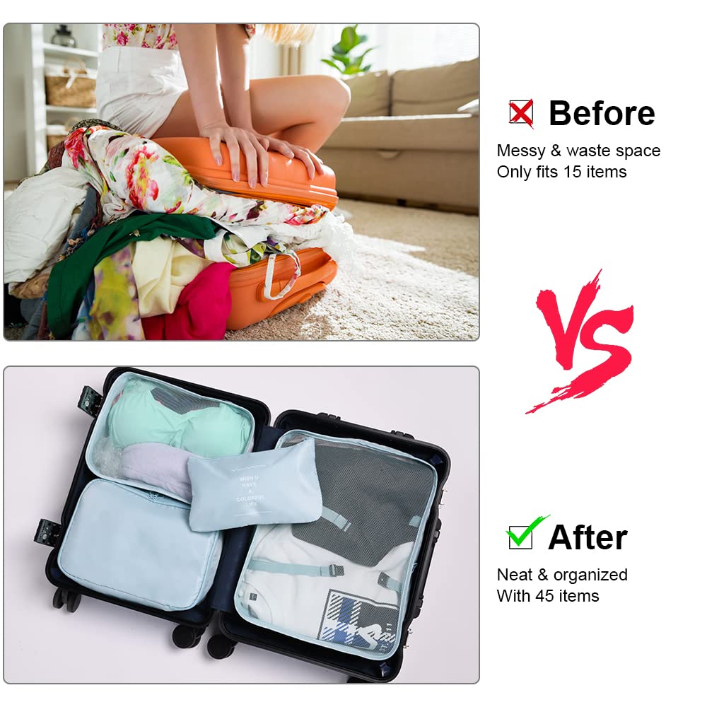 OSDUE Packing Cubes for Suitcase, 8PCS Thickening Travel Organiser Packing Bags Lightweight Travel Accessories Organizers Essentials Clothes Shoes Cosmetics Toiletries Storage Bags