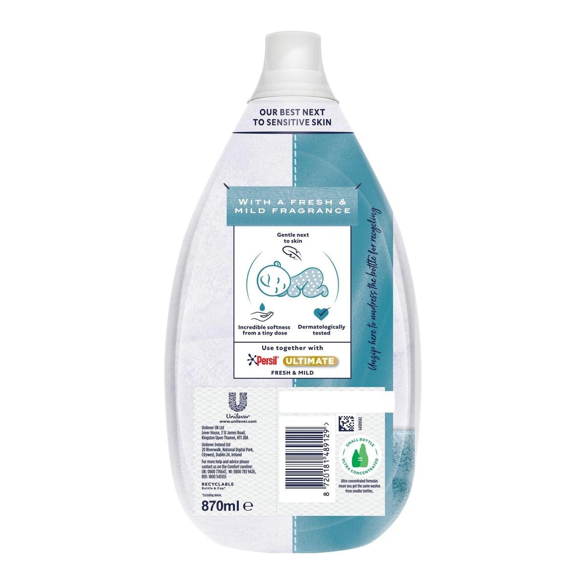 Comfort Pure Dreams Cashmere Soft Fabric Conditioner Dermatologist-Recommended Gentle Next to Sensitive Skin 48 washes(1.44 L) - Case pack of 6