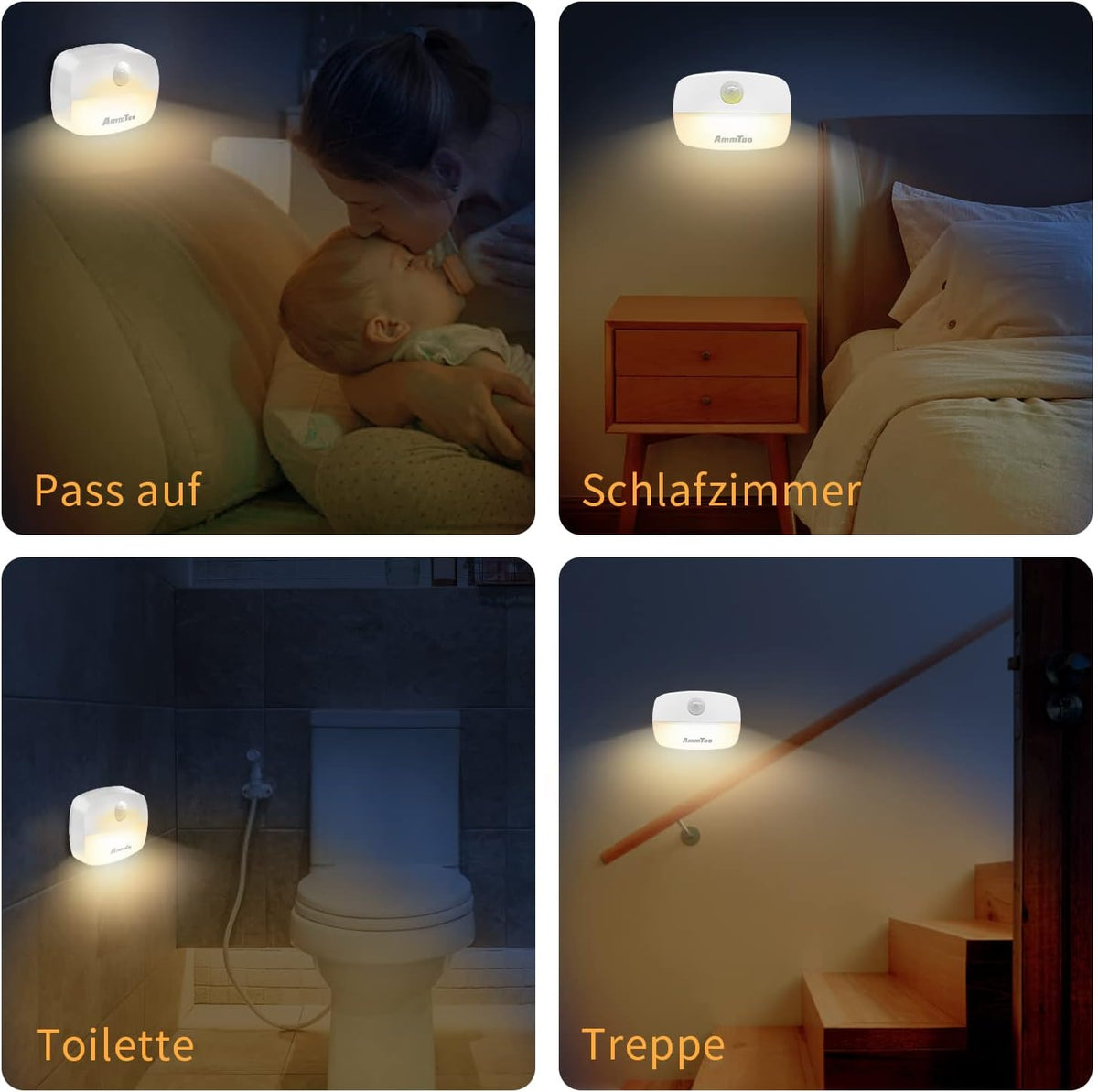 Motion Sensor Night Light, (4 Pack) Warm White Night Light Indoor Lamps