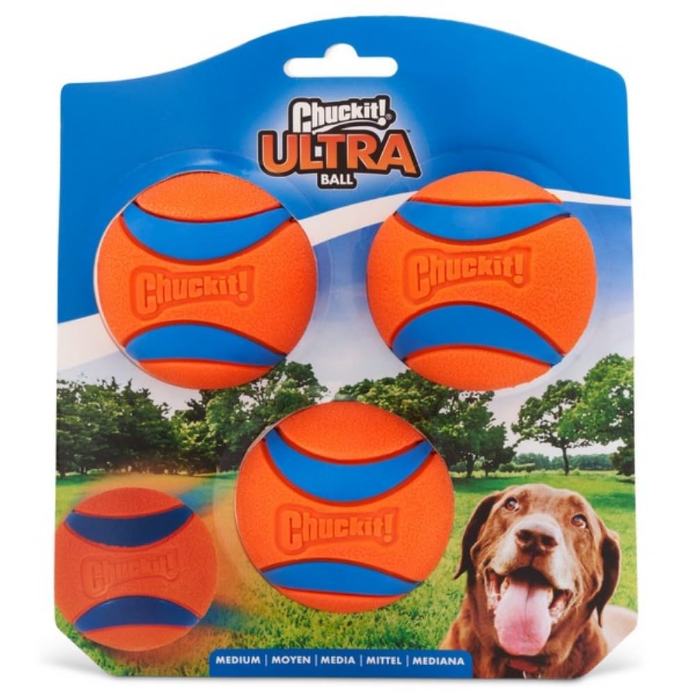 Chuckit! Ultra Ball, Durable High Bounce Rubber Dog Ball, Launcher Compatible, 2 Pack, Medium