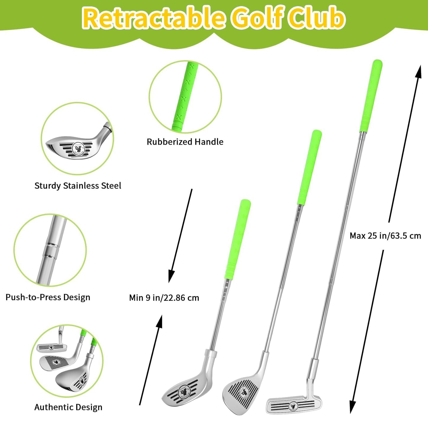Kids Golf Set, AOSITE 5-in-1 Toddler Golf Set with 3 Golf Clubs, Putting Mat, 19 Balls, Dinosaur Sticky Darts & 8 Darts, 3-10 Kids Games Golf Toy, Mini Golf Indoor Outdoor Sports Activities Party Gift