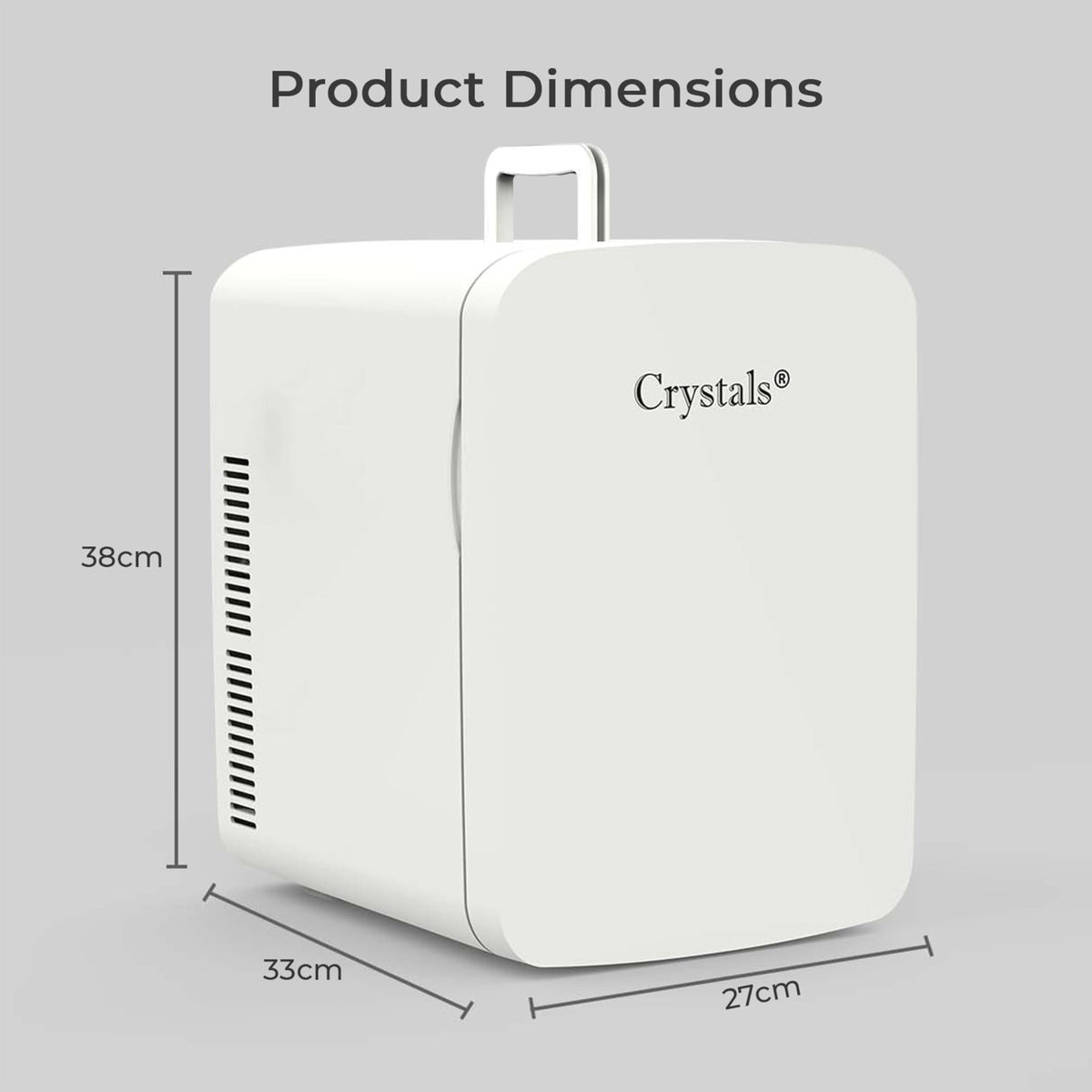 Crystals Mini Fridge, 10L Table Top Small Fridge Cooler & Warmer for Car Bedrooms Desk Office, 12V DC - 220 AC, Energy Efficient (Black)