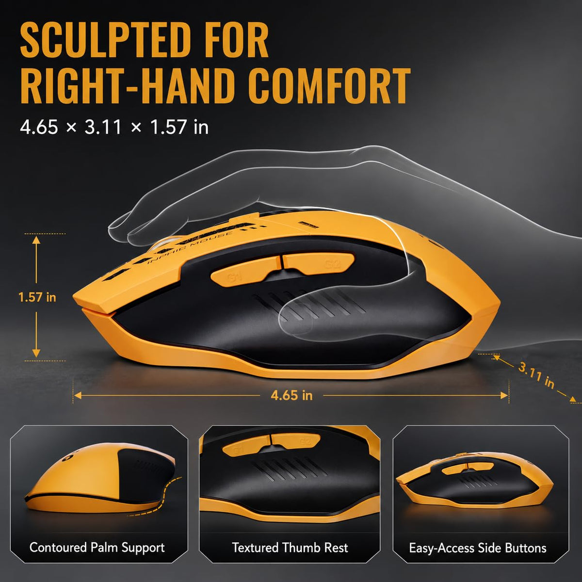 INPHIC A9 V2 Explorer Wireless Gaming Mouse, 12800 DPI Silent Mouse