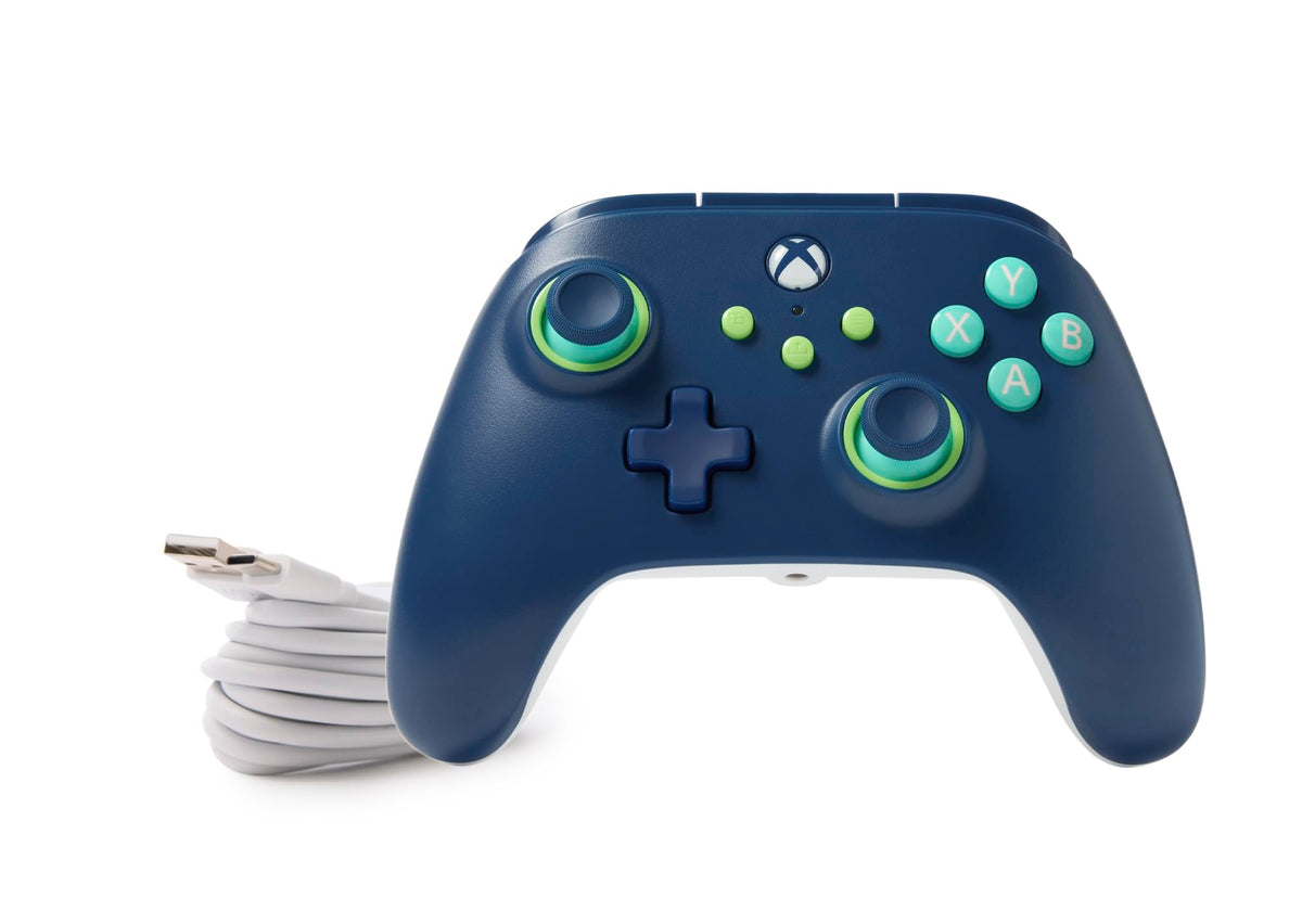 PowerA Wired Controller For Xbox Series X & S, Xbox One, PC, Windows 10 & 11, Dual Rumble Motors, Detachable 10ft USB Cable, 3.5mm Stereo Headset Jack, Official: Blue