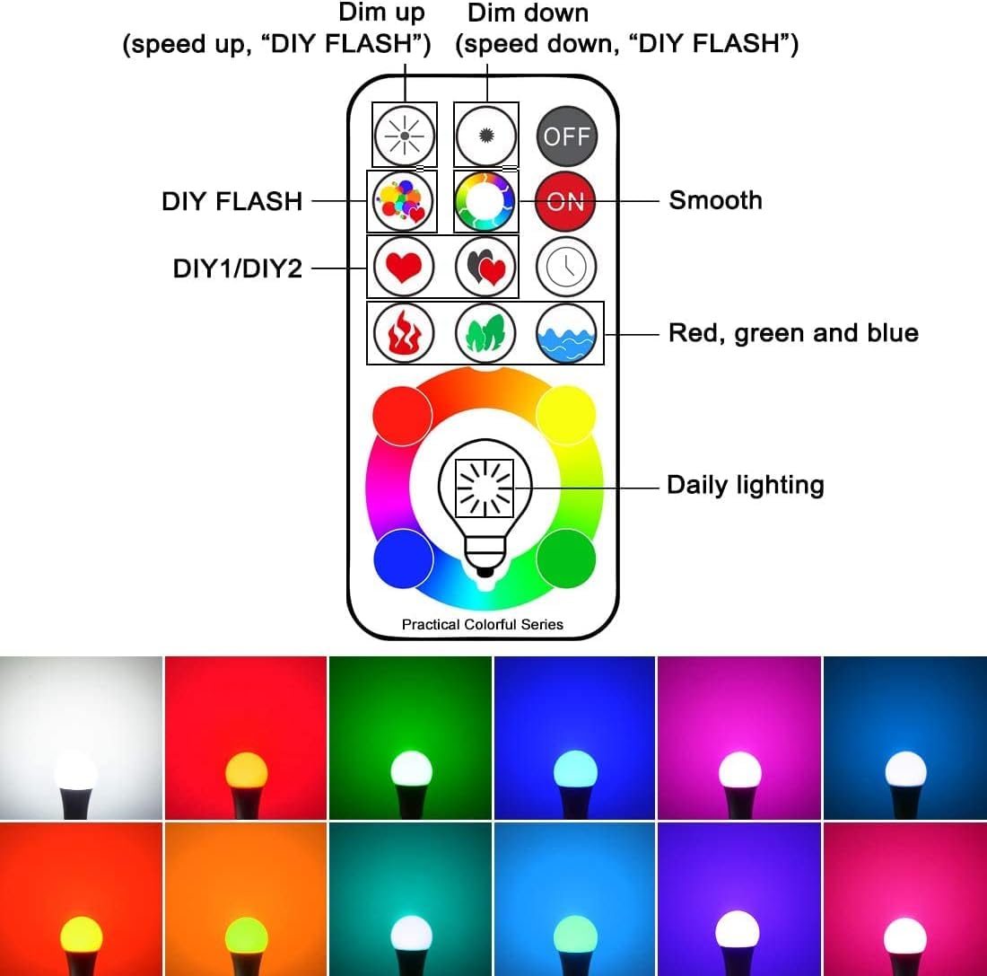 Mobri B22 LED Colour Changing Light Bulbs with Remote Control, 75 Watt Equivalent Bayonet Dimmable Colour Bulbs with Timing, Memory & Sync, 120 Multi RGB Colours + Daylight White,2 Pack