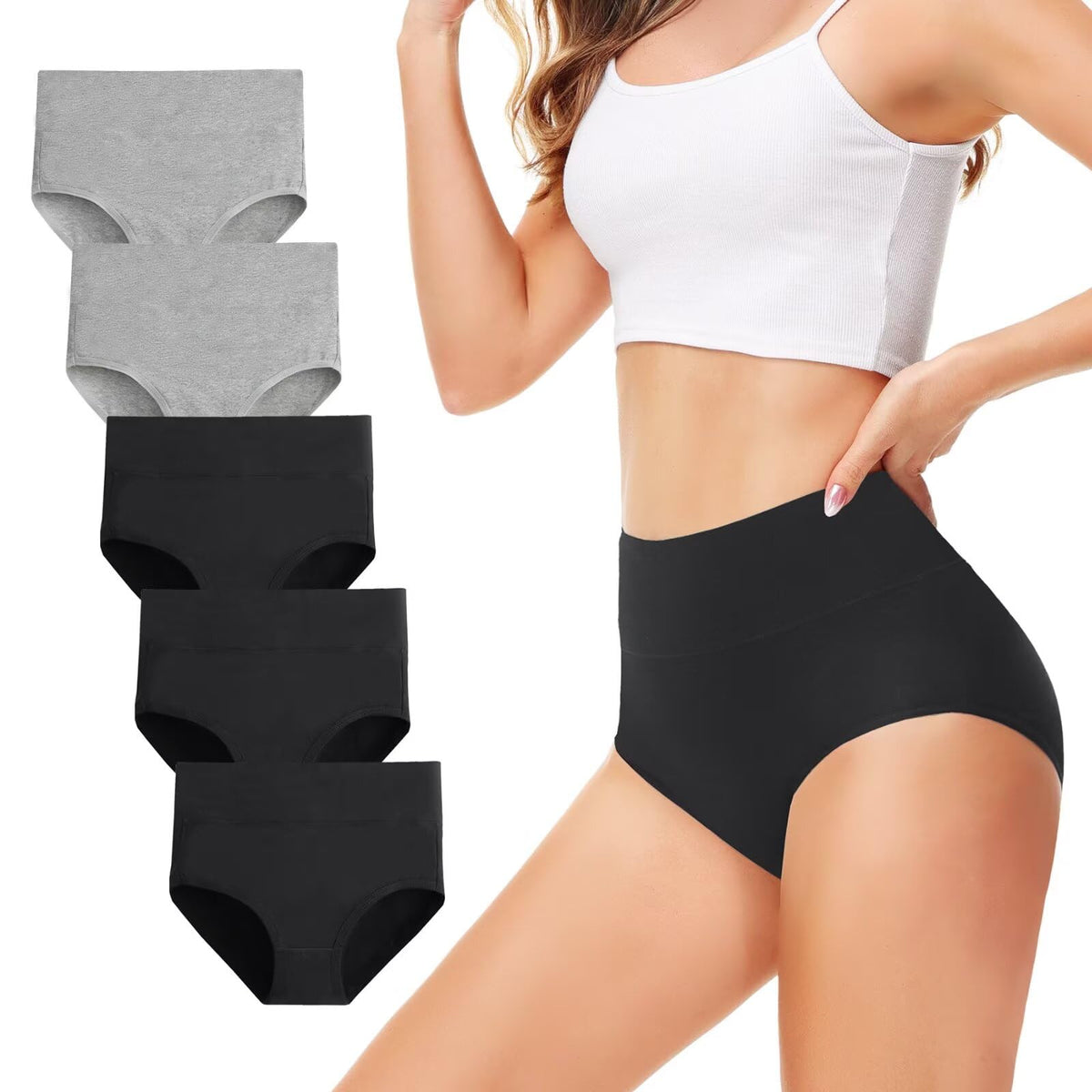 Underwear Women High Waisted Knickers for Women 5 Pack Full Briefs