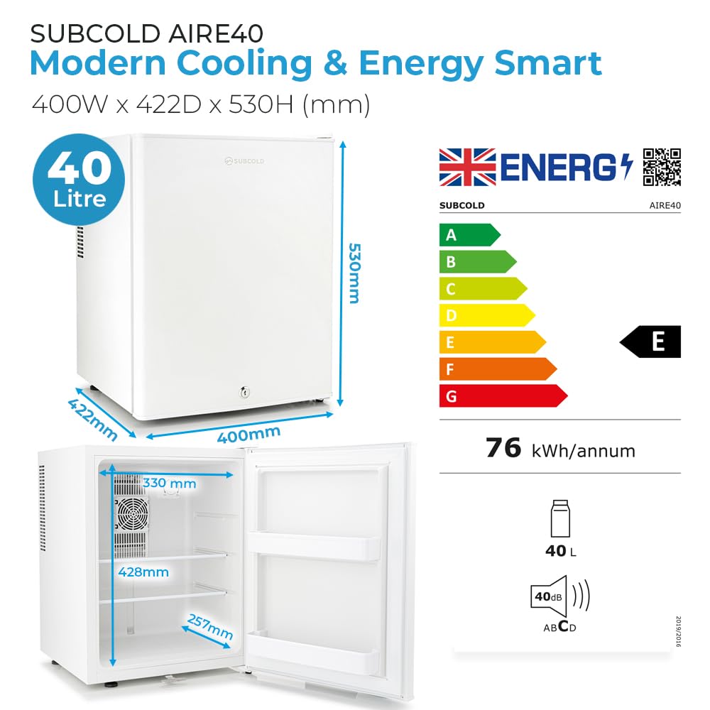 Subcold Aire20-G Mini Fridge | 20L | Frost-Free | Glass Door | LED