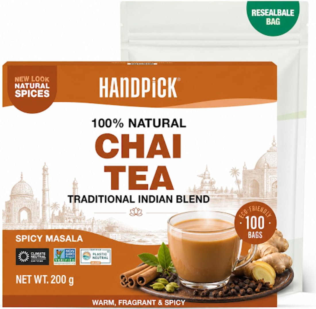 HANDPICK, Spearmint Tea Bags (100 Count), Spearmint Leaf Tea Bags