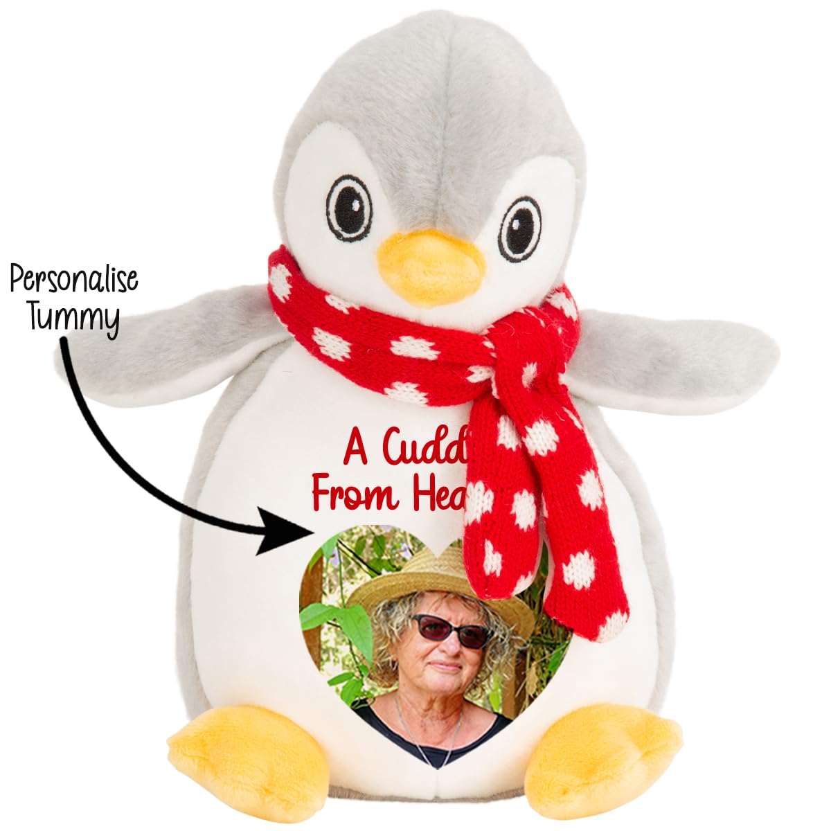 Personalised Memory Teddy Bear with Heart-Shaped Photo – “A Cuddle From Heaven” Keepsake Gift – 28 Bear Styles – Add Your Text & Choose Colour – Custom Memorial Bear (White Angel Teddy)