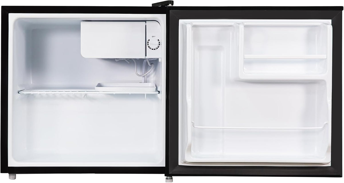 Russell Hobbs Table Top Larder Mini Fridge 43 Litre Capacity, Reversible Door & Adjustable Feet, Small Fridge, Manual Temperature Control, Ice Box, Black RHTTF0E1B