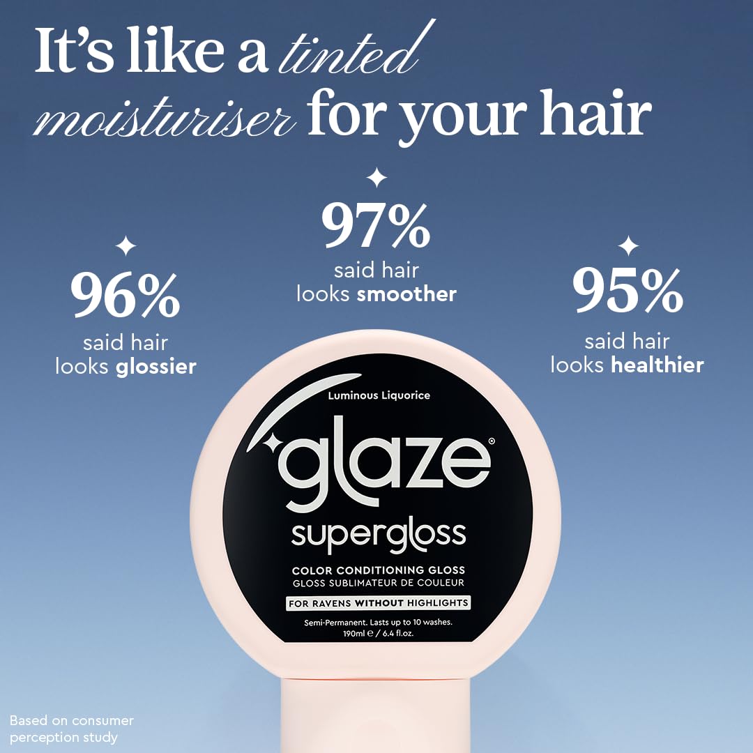 Glaze Supergloss Color Conditioning Gloss – Hydrating Semi-Permanent Colour Hair Gloss & Shine Boost – For Natural, Unbleached Dark Brown Hair – 190ml - Sleek Espresso
