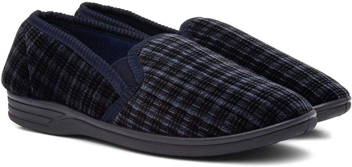 The Slipper Company Mens Twin Gusset Navy Slipper
